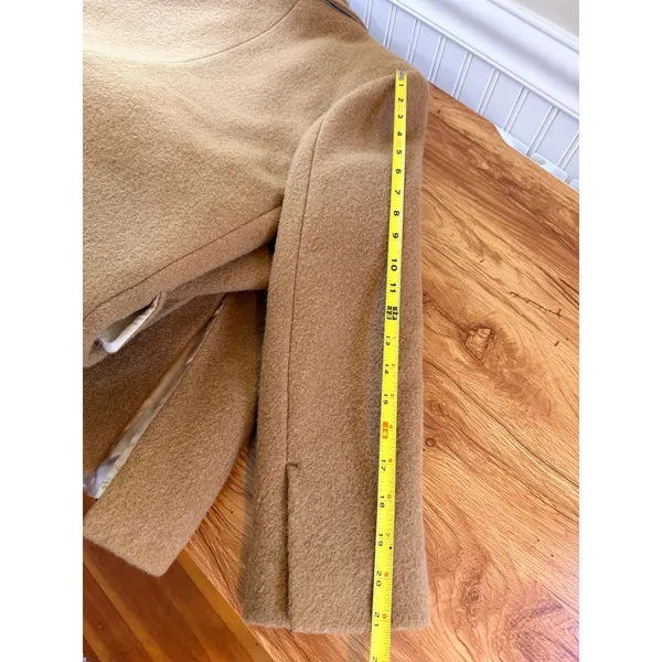 Sandro Straight Cut Brushed Wool Coat Double Breasted Long Camel Brown 36 S - Image 16