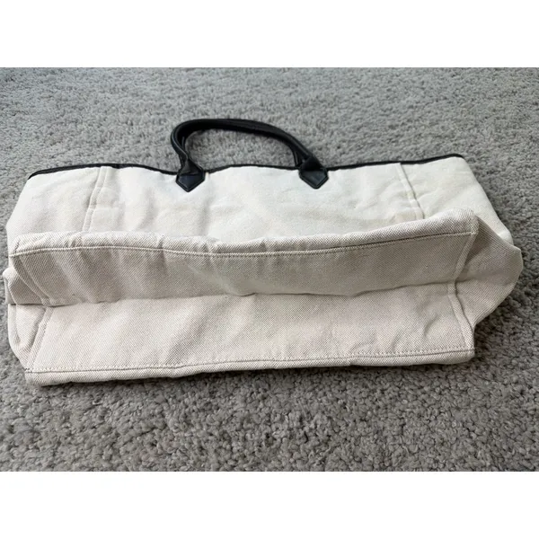 Victoria's Secret Canvas Tote Bag Black White Logo Large Beach Travel Bag - Image 3