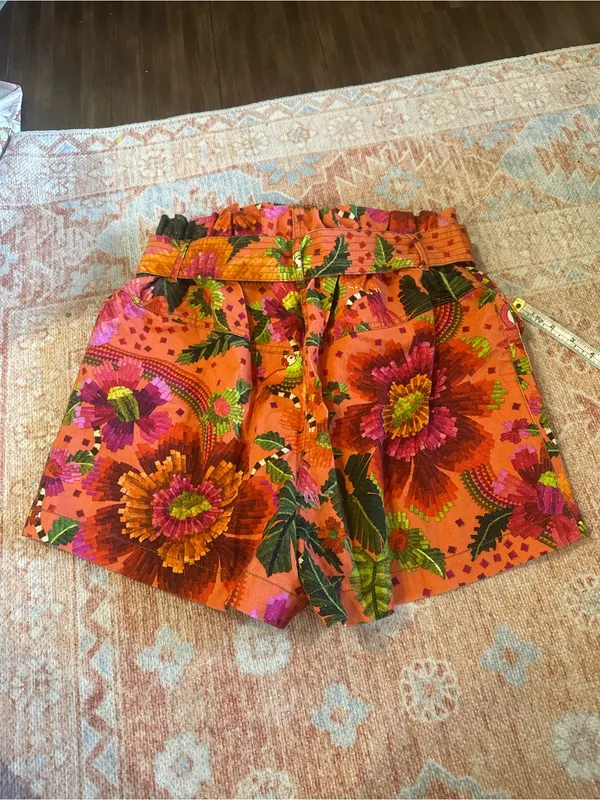 NWT FARM RIO blooming garden shorts orange boho tropical beach vacay floral sz M - Image 5