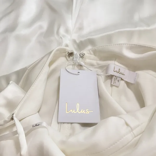 Lulus Lovely Endearment White Satin Sleeveless Backless Maxi Dress size S NWT - Image 7