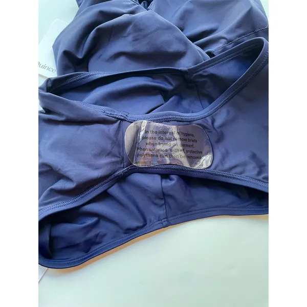 Quince Italian Zip Front One Piece Swimsuit Deep Navy Blue Size Medium NEW - Image 7