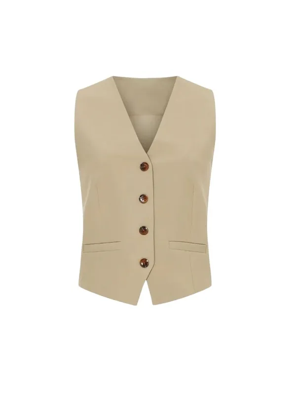 Samsoe Ramona Vest in Tan Medium Womens Sleeveless Tank Top - Image 11