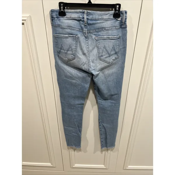 Mother High Waisted Looker Ankle Fray Jeans Blue Denim USA Made - Image 4