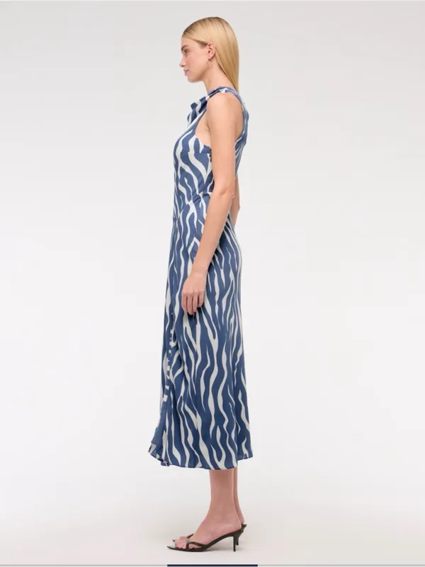 Abercrombie and Fitch cowl neck blue/white zebra print dress. Size M. NWT. - Image 3