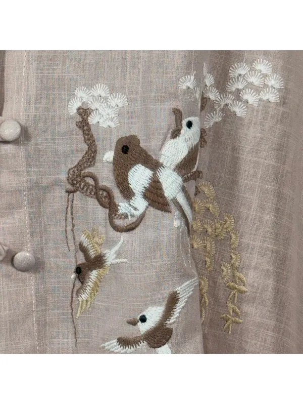 Women’s Embroidered Bird Button Front Blouse Size Large NWT - Image 3
