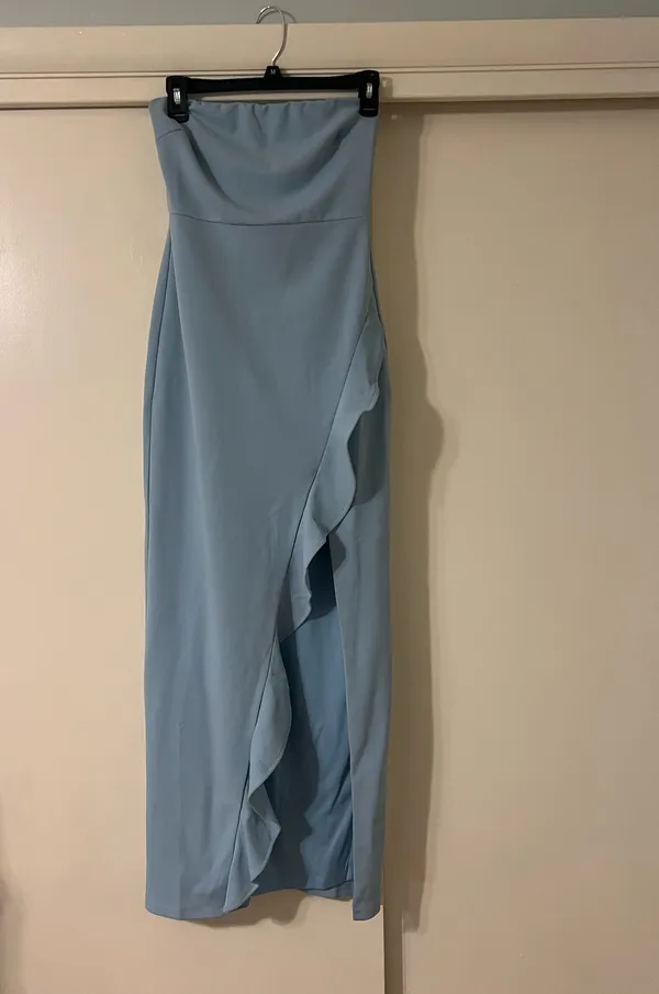 Beautiful Baby Blue Lulus Strapless Dress - Image 4