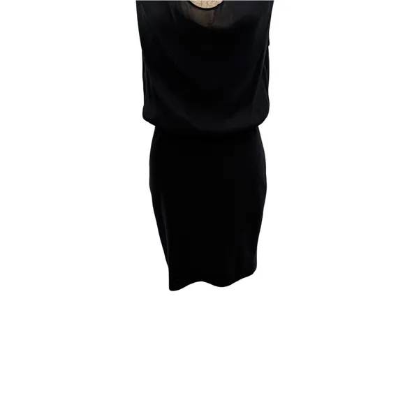 Alice + Olivia Black Nude Lace Cowl Neck Open Back Cocktail Dress Size 4 - Image 3