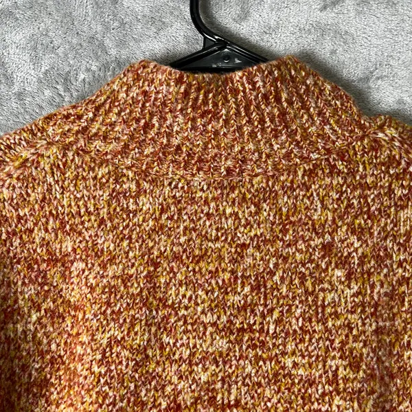 J.W. Anderson Uniqlo Cozy Marled Orange Mock Neck Knit Sweater Wool Oversized LG - Image 3