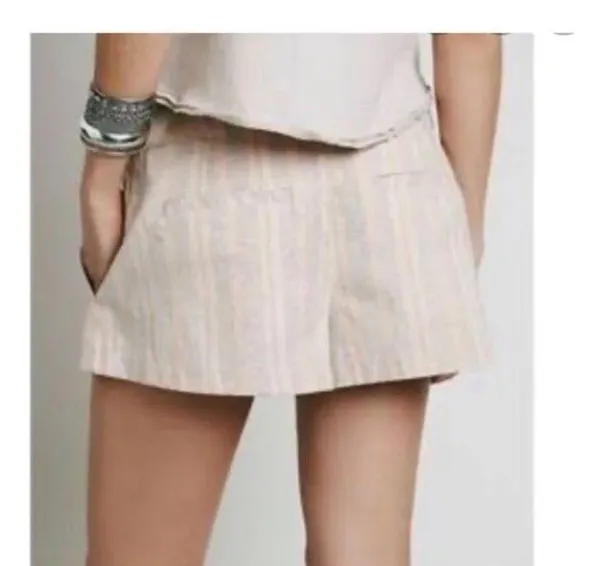 Free People Tan Pink Austin Striped Shorts - Image 3