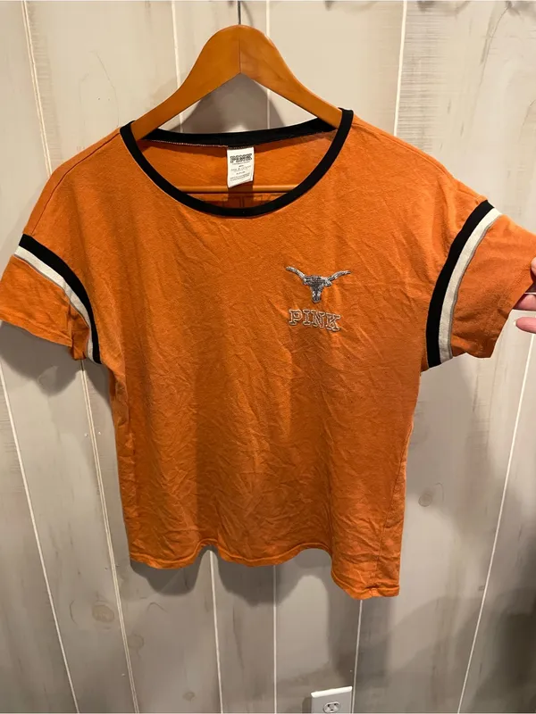 Cute Victoria’s Secret PINK texas longhorn sequin logo ringer t-shirt - Image 6