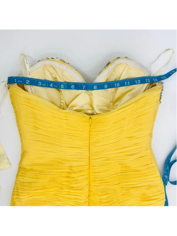 NWT Jasz Couture Strapless Beaded Cocktail Formal Short Dress Yellow Size 4 - Image 10