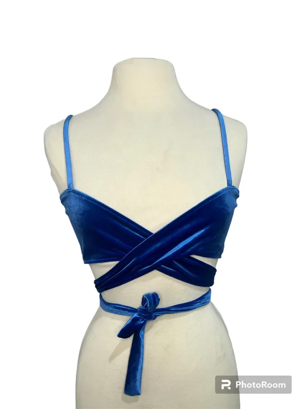 NWT Frankies Bikinis Blue Falcon Velvet Top size Large - Image 2