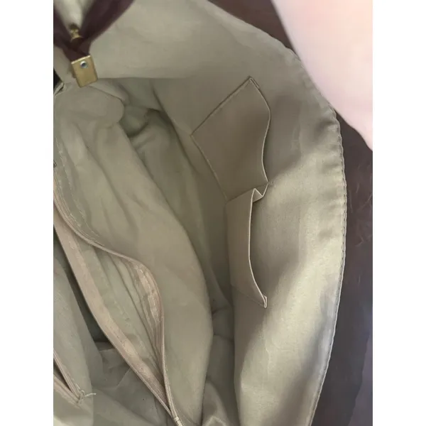 WEIMEIBAIGE Brown Faux Leather Tote Bag Braided Straps Whipstitch Pocket - Image 6