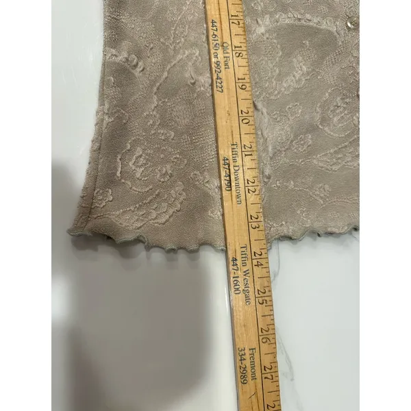 VTG B.Moss Stretch Cardigan Blouse Cream Textured Paisley Fairycore Size Large - Image 5