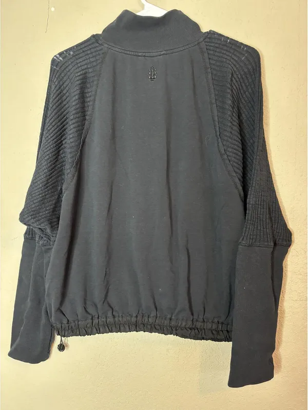 Free People Movement Black Ribbed Mock Neck Long Sleeve Pullover Sweatshirt - Image 6