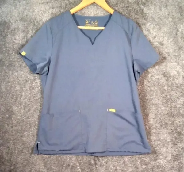 Figs midnight blue pocket v neck scrub top women's size Medium - Image 2