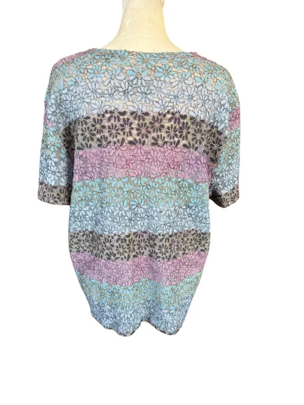 Kathie Lee Collection multi pastel colored floral short sleeve pullover top XL - Image 4