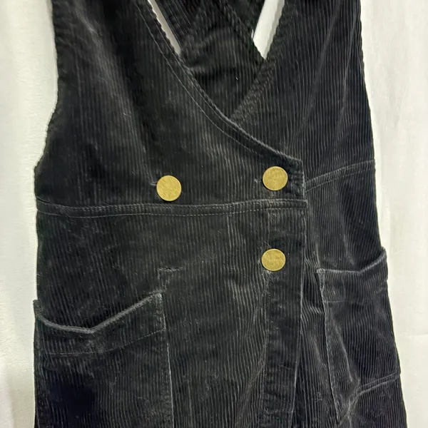 Free People Canyonlands Corduroy Jumper Black Pinafore Dress Size 2 OB832422 - Image 2