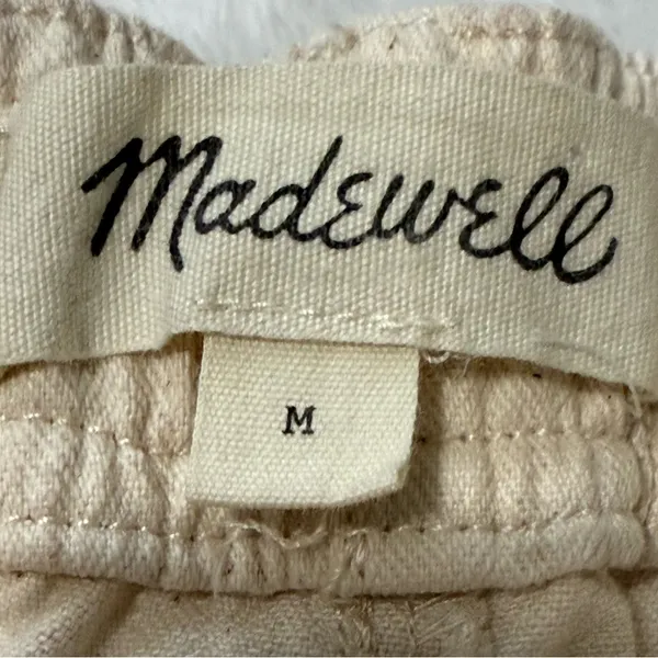 Madewell Emmett Wide-Leg Crop Pants Herringbone Stripe Cream Beige M - Image 5