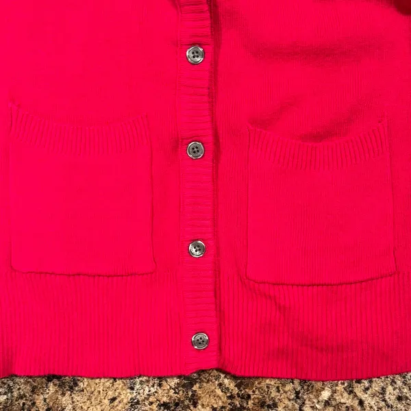 Abercrombie Cardigan Sweater Hot Pink V Neck Preppy Y2K Logo Minimalist Large - Image 10