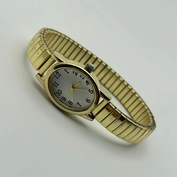 Gold-tone Oval Case Stainless Steel Stretch Band Women’s Watch Working - Image 4