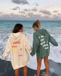 Olive Lynn I Hope You Have A Good Day Colorful Cream Hoodie - Image 3