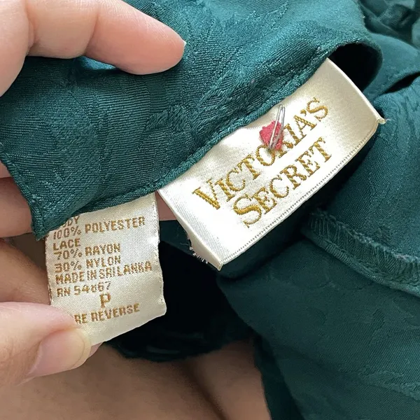 Victorias Secret Dress floral lace slip womens Green (xsmall) gold label vintage - Image 2