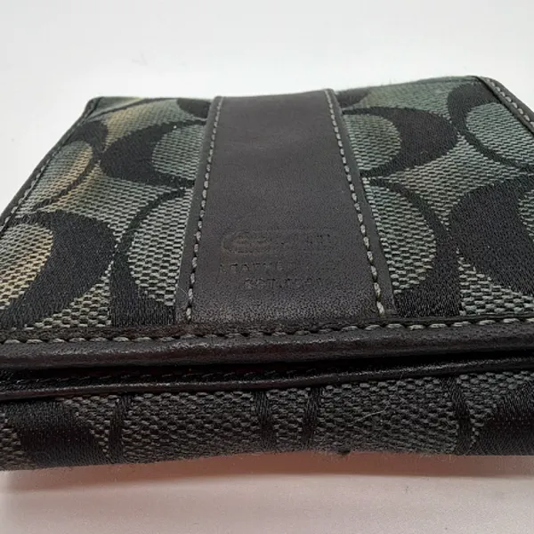 Coach Compact Black Signature C Canvas Wallet - Image 2