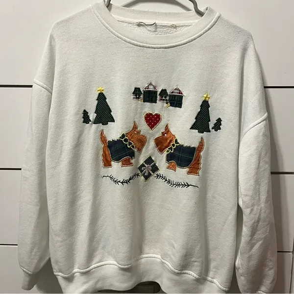 Vintage Christmas Terrior Embroidered Crewneck - Image 2