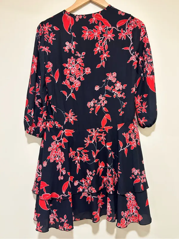NWT Alice + Olivia Vine Floral Black Cherry Mini Dress Size XS - Image 6