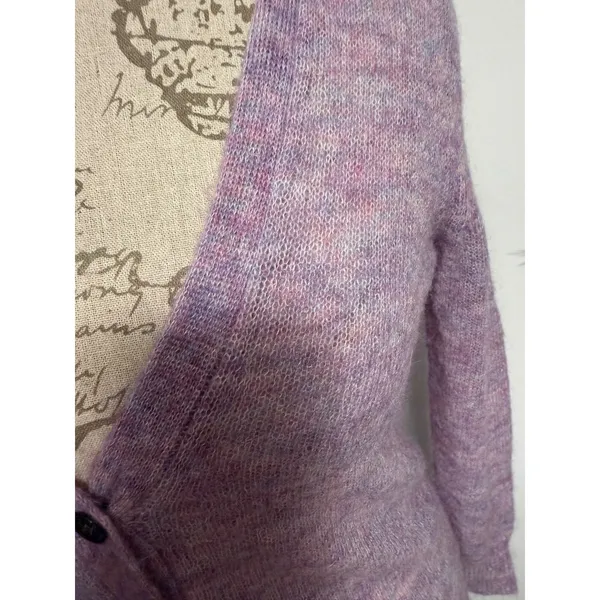 J. Crew Fuzzy kid Mohair Blend‎ Cardigan Lavender Pink Multi Color XXS - Image 5