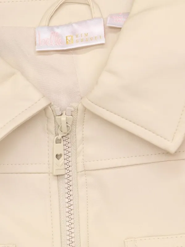 Belle By Kim Gravel Womens Faux Leather Zip Utility Jacket Sand Bar Brown S - Image 5