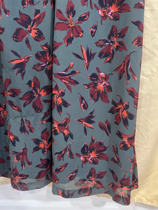 Madewell Green Floral Winter Orchid Willowleaf Tie Sleeves Maxi Dress 10 - Image 6