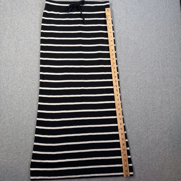 Lou & Grey Black White Striped Drawstring Maxi Skirt Women's XS Elastic Waist - Image 3