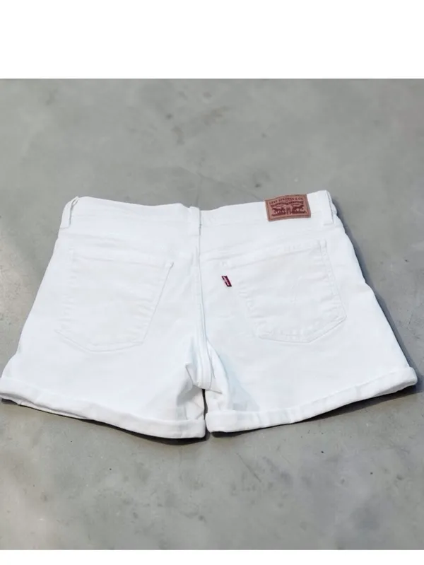 Levi's Denim Shorts White Distressed Rolled Cuff Women's Size 29 - Image 10