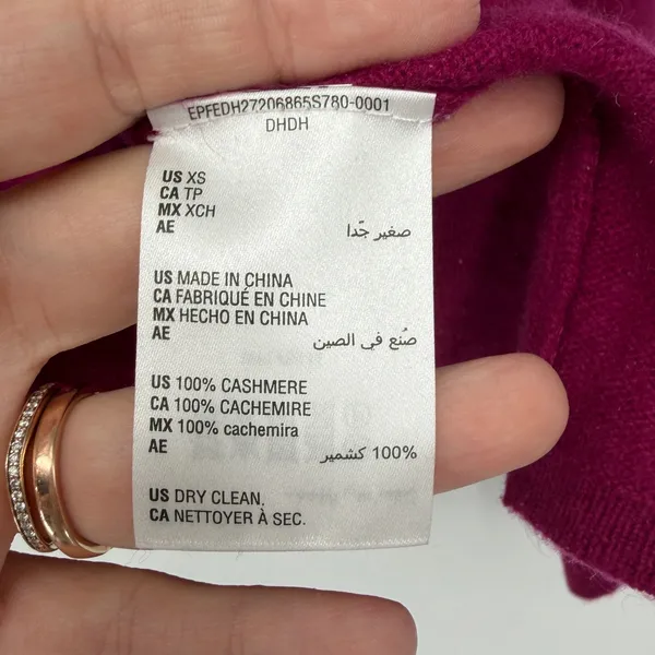 Charter Club Luxury 100% Cashmere‎ V-Neck Sweater Raspberry Pink XS Oversized - Image 4