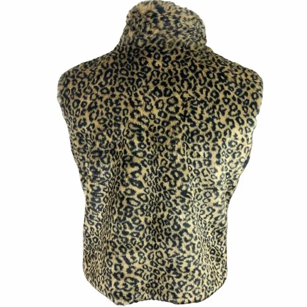 Y2K leopard print faux fur cropped vest - Image 3