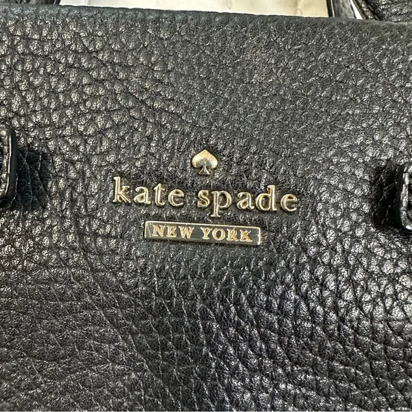 Kate Spade Black and Gold Pebbled Leather Crossbody Bag - Image 2