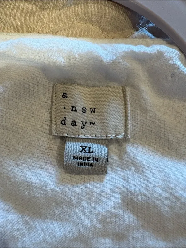 New Day Button-Front Square-Neck White Linen Blend Dress women’s XL - Image 7