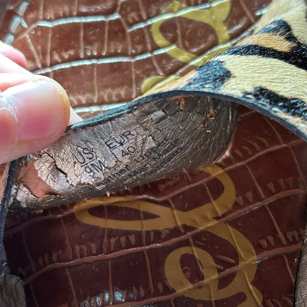 Womens Sam Edelman US Size 9 Eur 40 Leather Leopard Print Cork Wedge Slip On... - Image 6
