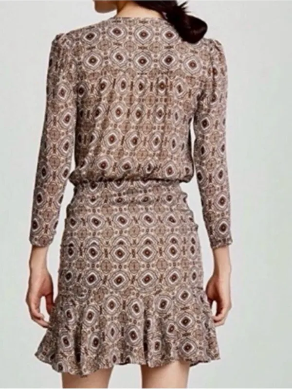 Veronica Beard Alamo Printed Silk Wrap Ruched Dress Size 4 - Image 2