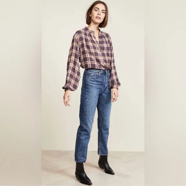 Free People Plaid Northern Bound Flannel Henley top size XS - Image 2