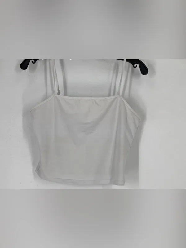 Alo White Spaghetti Strap Crop Camisole — Size M - Image 3