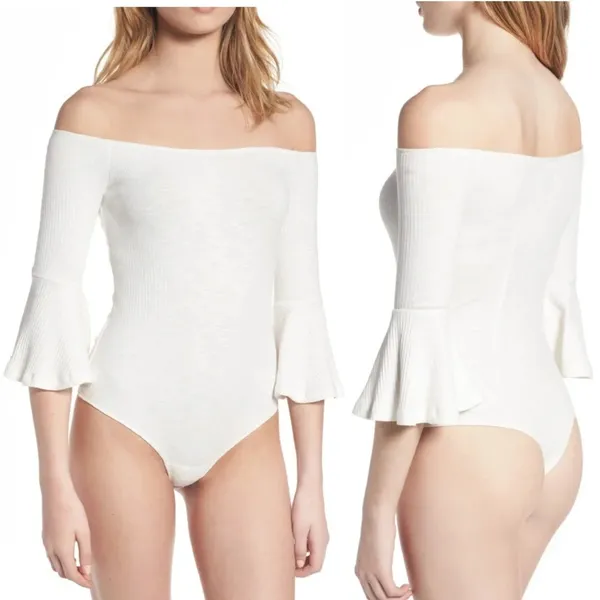 NBD Seduire Off-the-Shoulder Bodysuit‎ in Ivory - Image 2