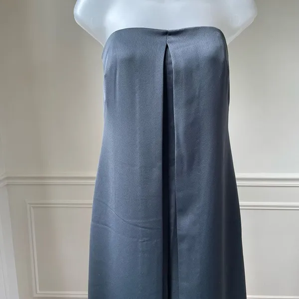 NWT Club Monaco Strapless Satin Jumpsuit Grey 8 $289 - Image 4