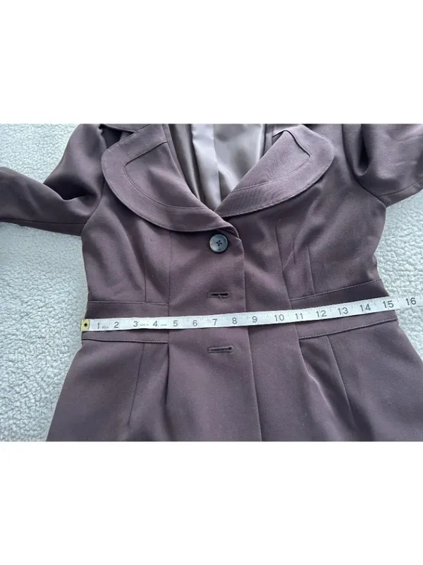 Apt. 9 Collared V-Neck Three Button Peplum Blazer Jacket Brown Size 6 - Image 8