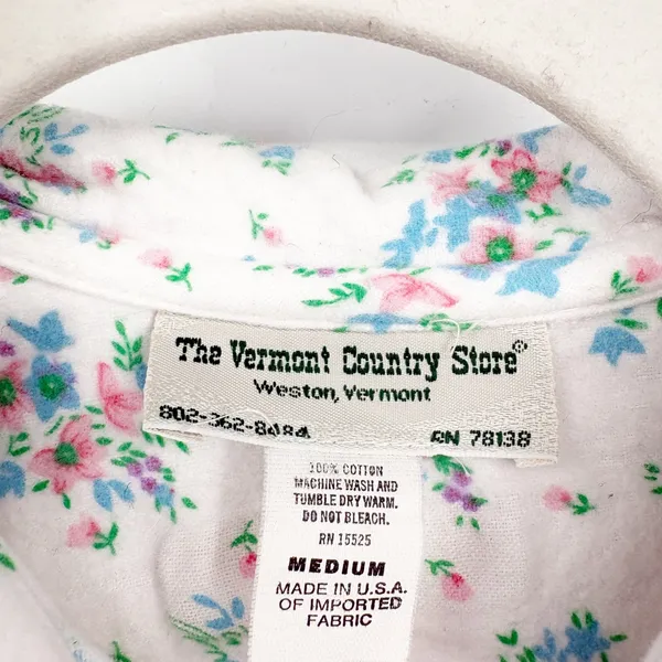 The Vermont Country Store Womens Floral Cotton Cottagecore‎ Flannel Nightgown M - Image 5