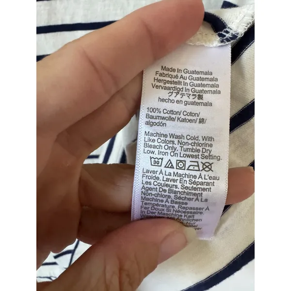 J. Crew Coastal Chick Preppy Cotton Basic V-Neck Striped Tank Top Navy White XL - Image 5
