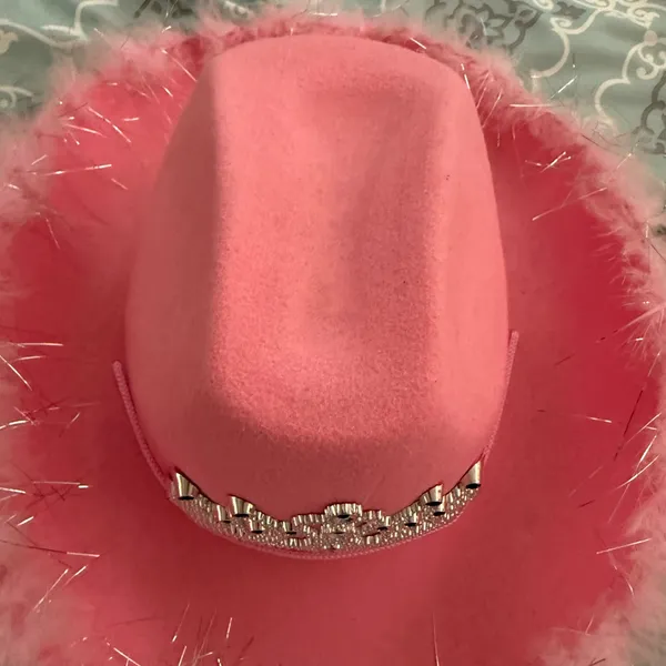 Pink Cowgirl Hat with Silver Tiara - Image 2