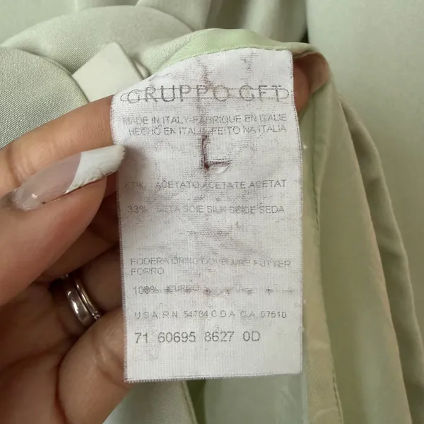 Giorgio Armani Silk Office Siren Academia Minimalist Luxury Blazer 8 Sage Green - Image 3